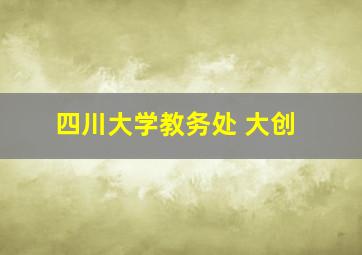 四川大学教务处 大创